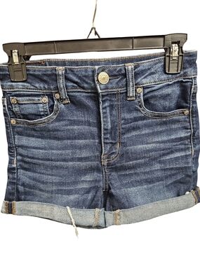 American Eagle Outfitters Dark Blue Rolled Cuff Jean Shorts